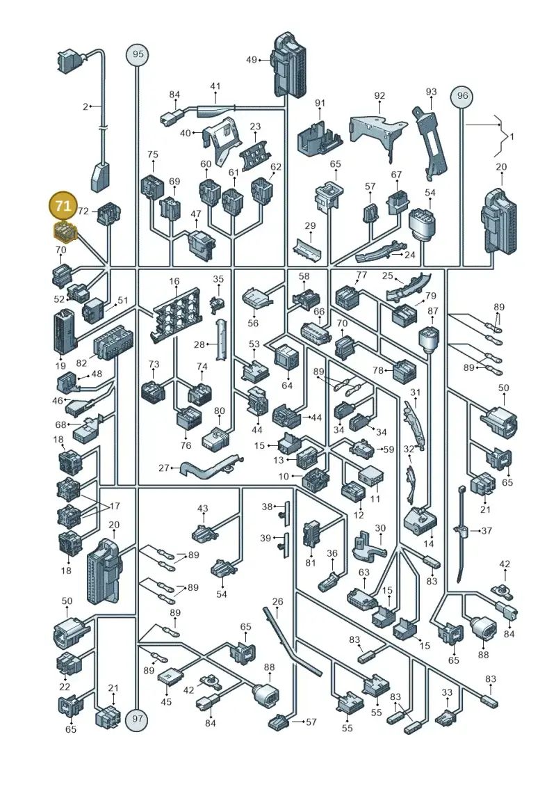 1K0972925 — Volkswagen Caddy panel van (2008-2010) diagram 443971820, position 71