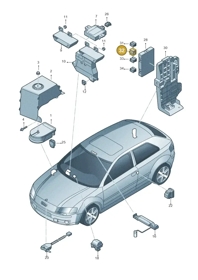 1K0972930A — Audi A3 Sportback (2008-2013) diagram 412951400, position 32