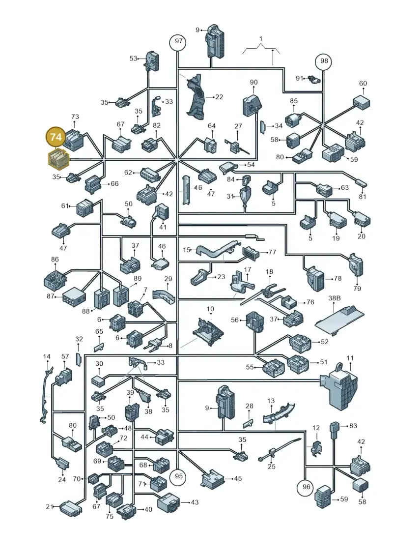 1K0972930A — Volkswagen Jetta variant (2009-2014) diagram 420971820, position 74