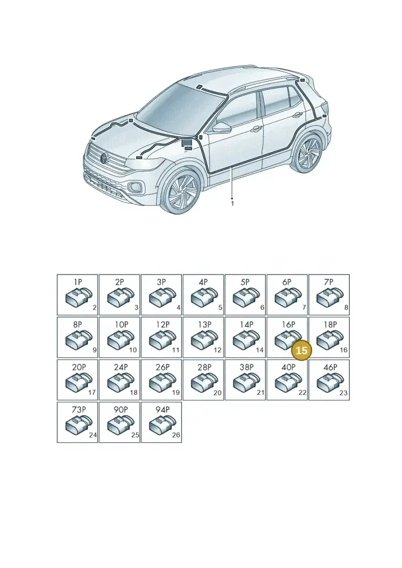 1K0972961 — Volkswagen T-Cross 1,0 (2018-2024) diagram 587971080, position 15