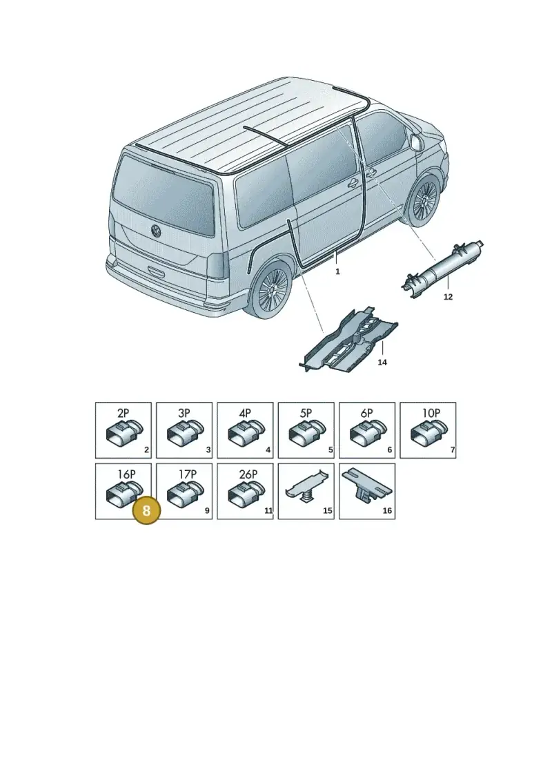 1K0972961 — Volkswagen Transport. multivan (2019-2024) diagram 7em972080, position 8