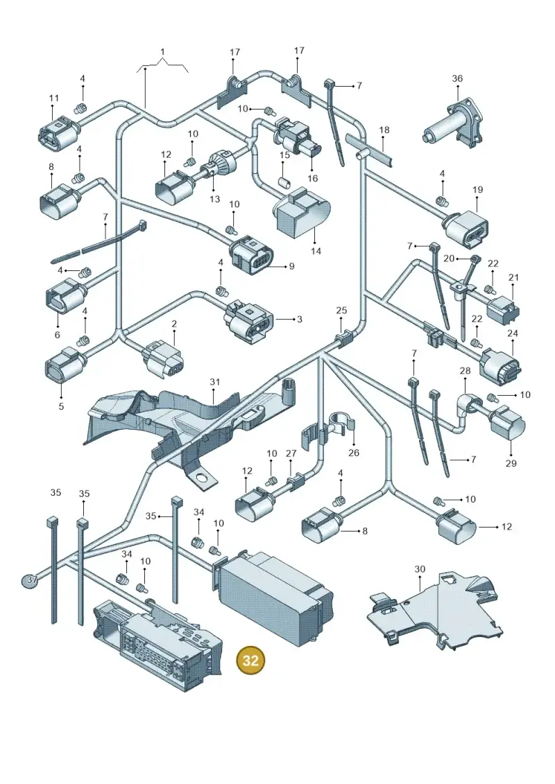 1K0973026 — Volkswagen Jetta (2010-2014) diagram 692971800, position 32