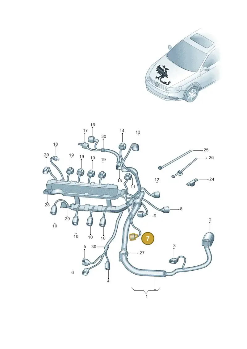 1K0973722 — Volkswagen Jetta (2014-2018) diagram 789971110, position 7