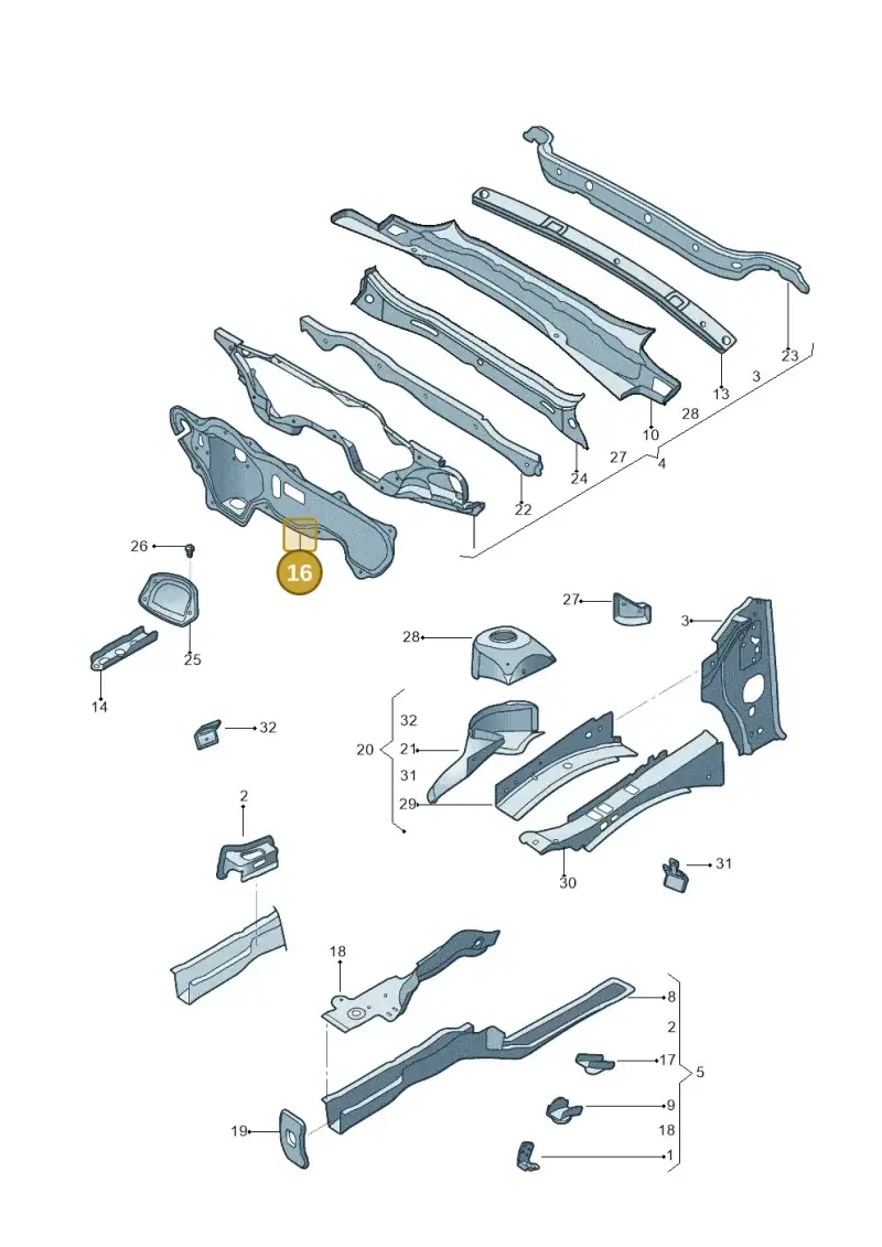 1K1804011M — Volkswagen Jetta 1.6 (2014-2018) diagram 692803000, position 16