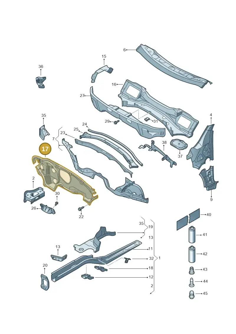 1K1804011N — Volkswagen Scirocco 2.0 (2014-2017) diagram 786803000, position 17