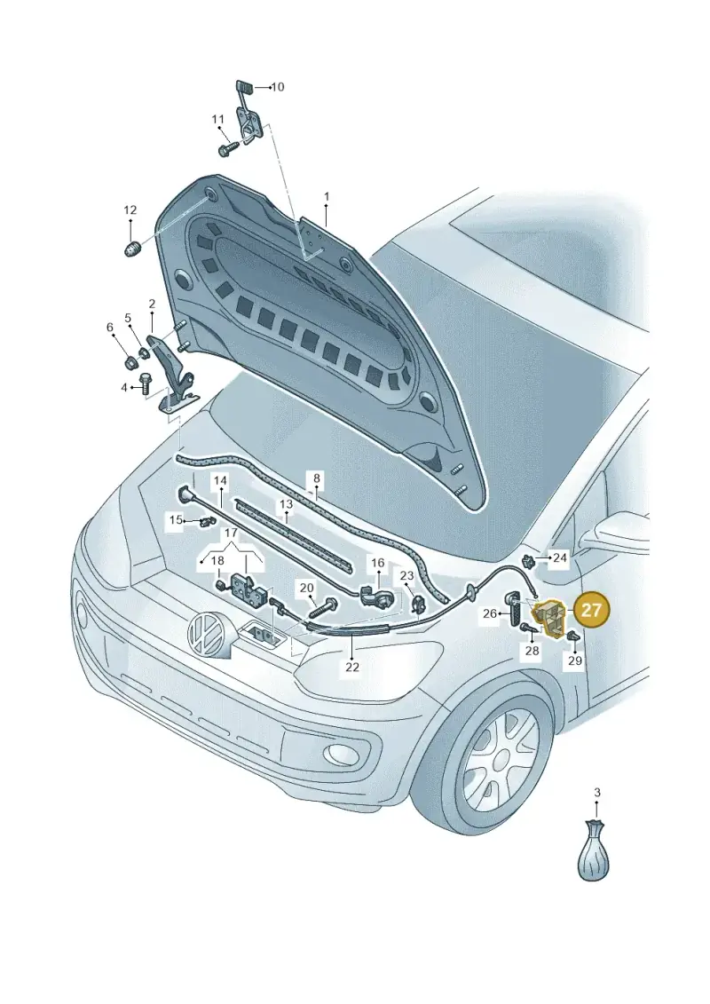 1K1823633B — Volkswagen Up! 1.0 BlueMotion (2016-2023) diagram 723823000, position 27