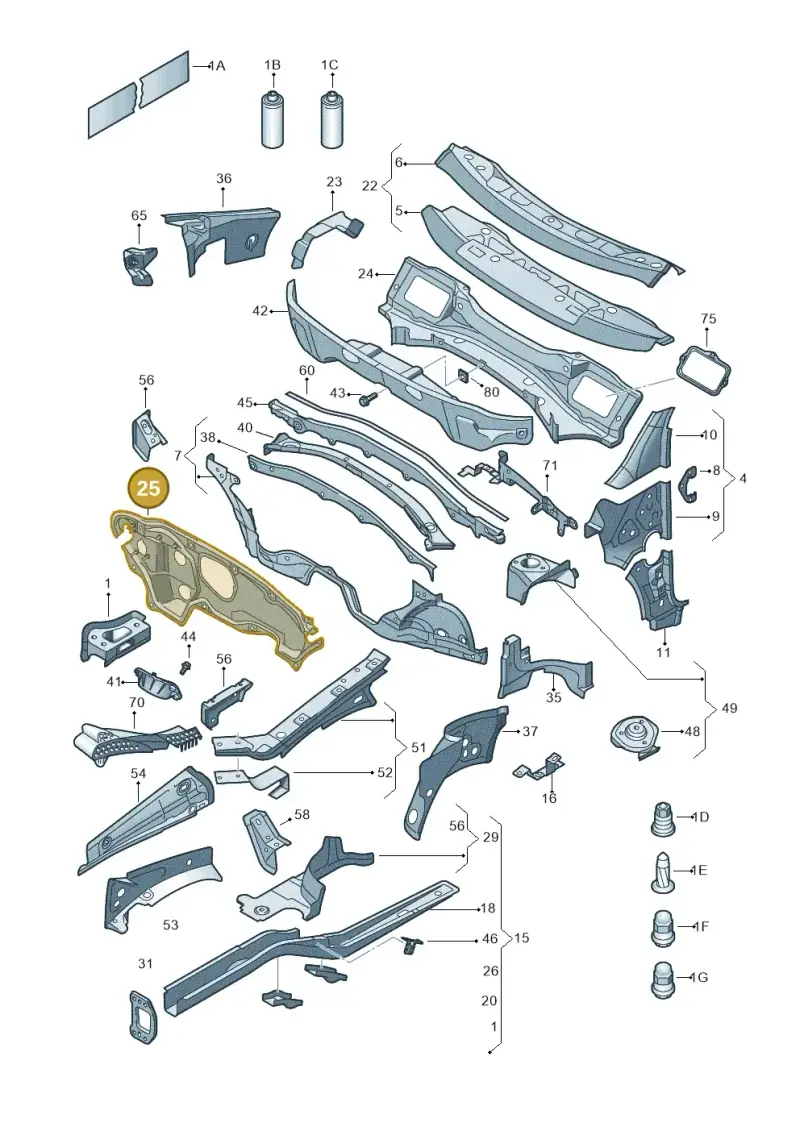 1K2804011H — Volkswagen Golf Cabriolet (2011-2016) diagram 409803000, position 25