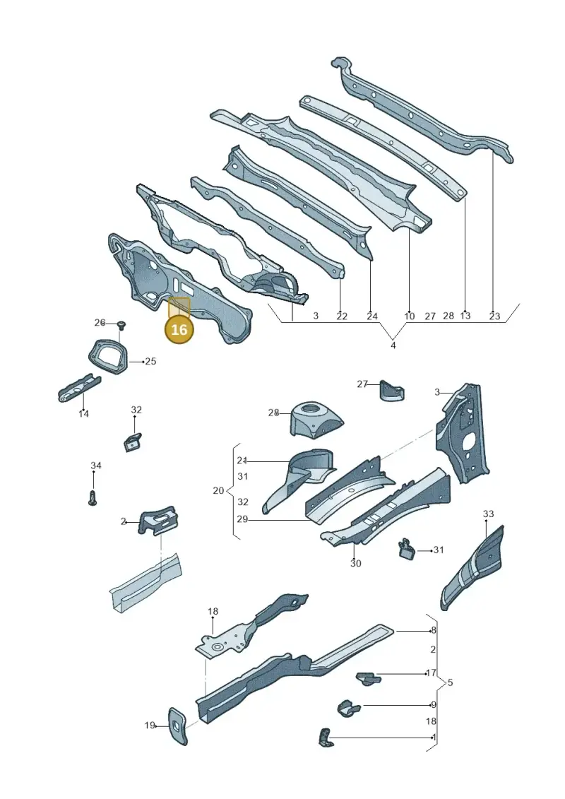1K2804011H — Volkswagen Jetta (2014-2017) diagram 789803000, position 16