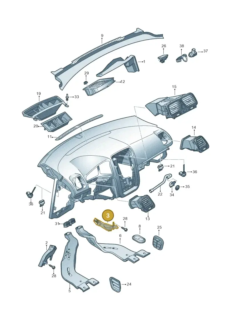 1K2819151A — Volkswagen Eos BlueMotion (2010-2015) diagram 482819300, position 3