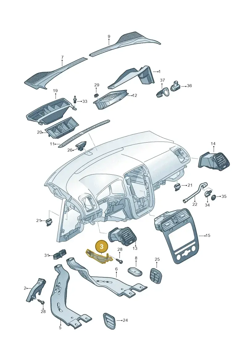 1K2819151A — Volkswagen Scirocco 2.0 (2014-2017) diagram 786819300, position 3