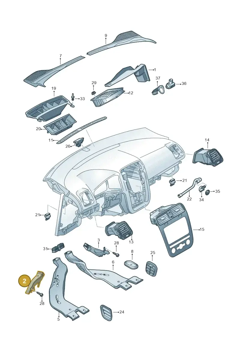 1K2819152B — Volkswagen Scirocco 2.0 (2014-2017) diagram 786819300, position 2