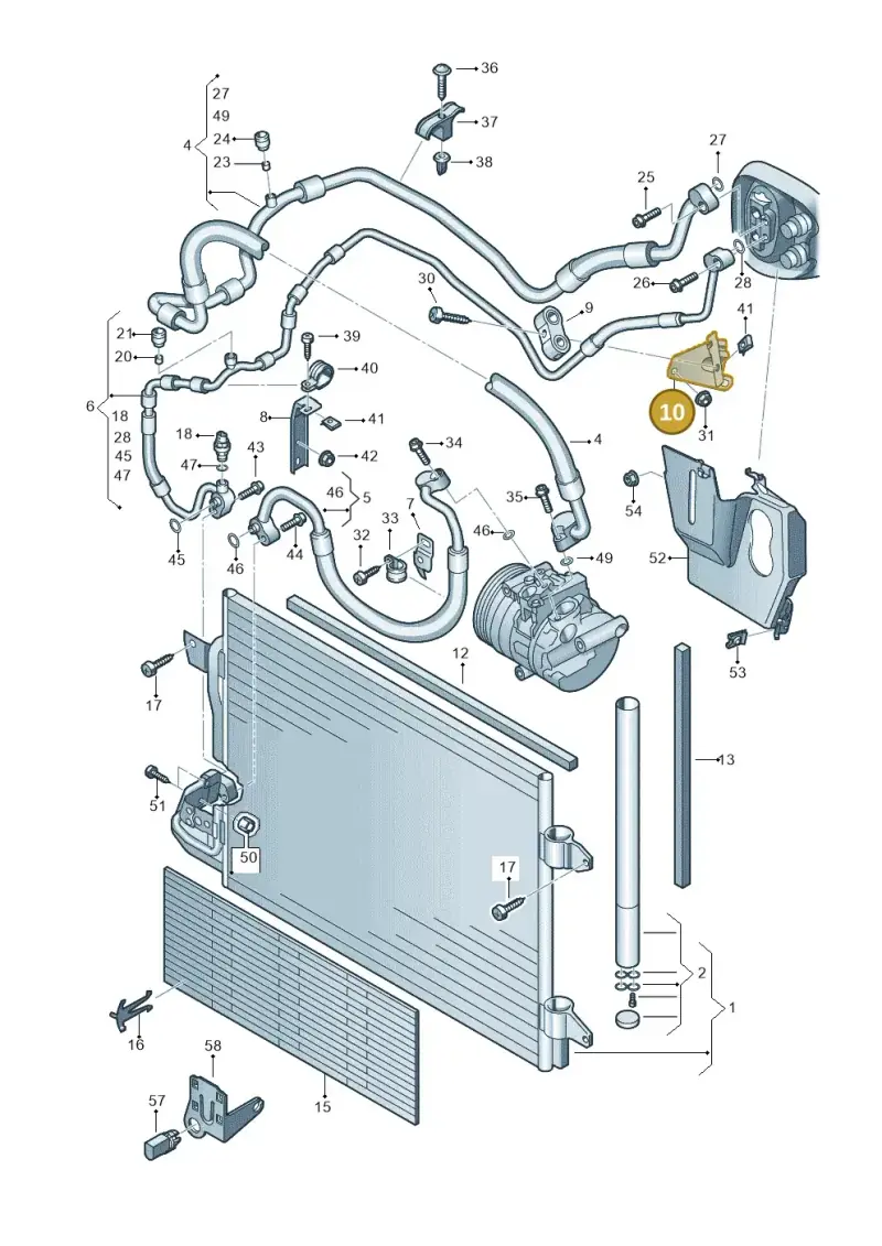 1K2820769 — Volkswagen Scirocco 2.0 (2014-2017) diagram 649260410, position 10