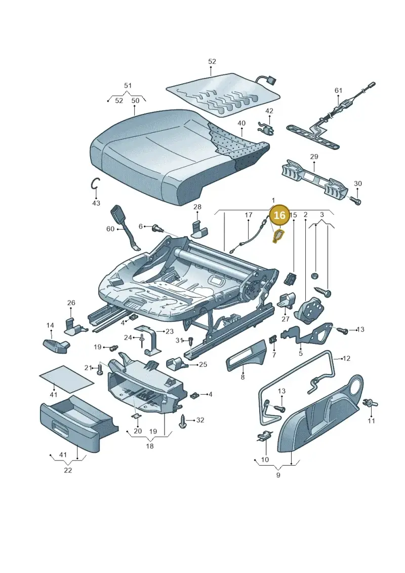 1K3881132C — Volkswagen Golf Cabriolet (2011-2016) diagram 420881000, position 16