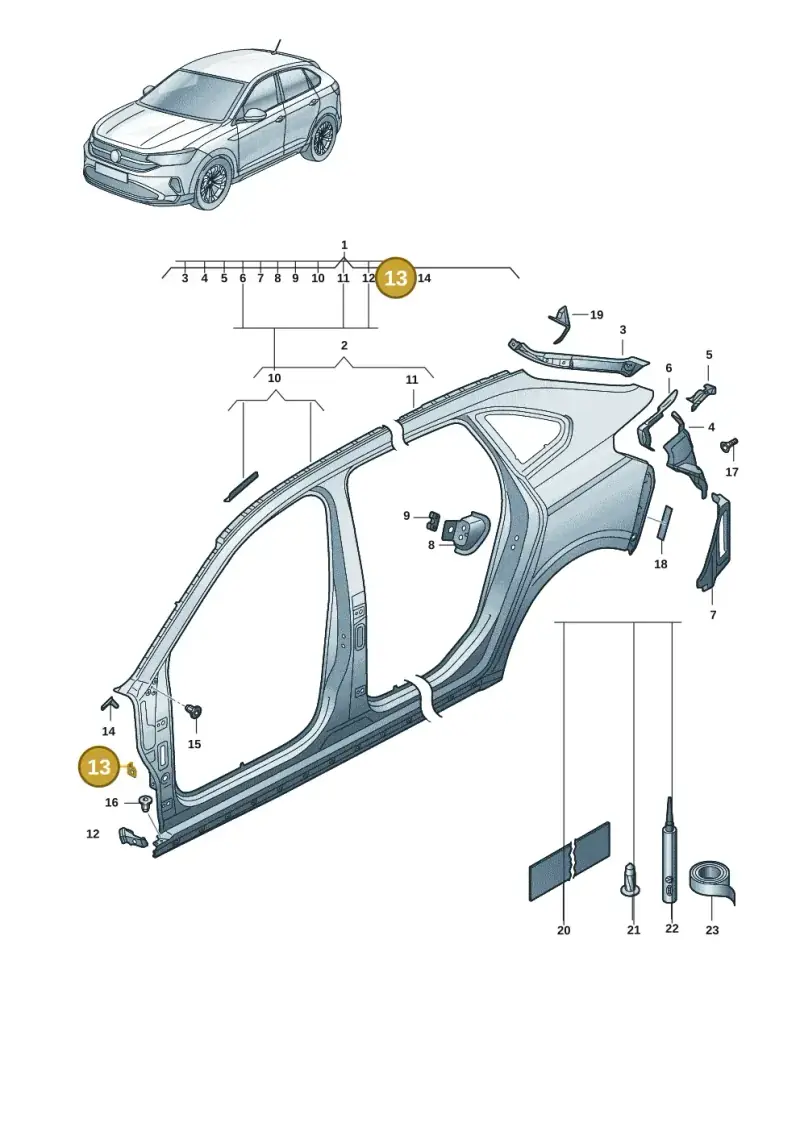 1K5809693 — Volkswagen Taigo (2021-2024) diagram 2f0809100, position 13