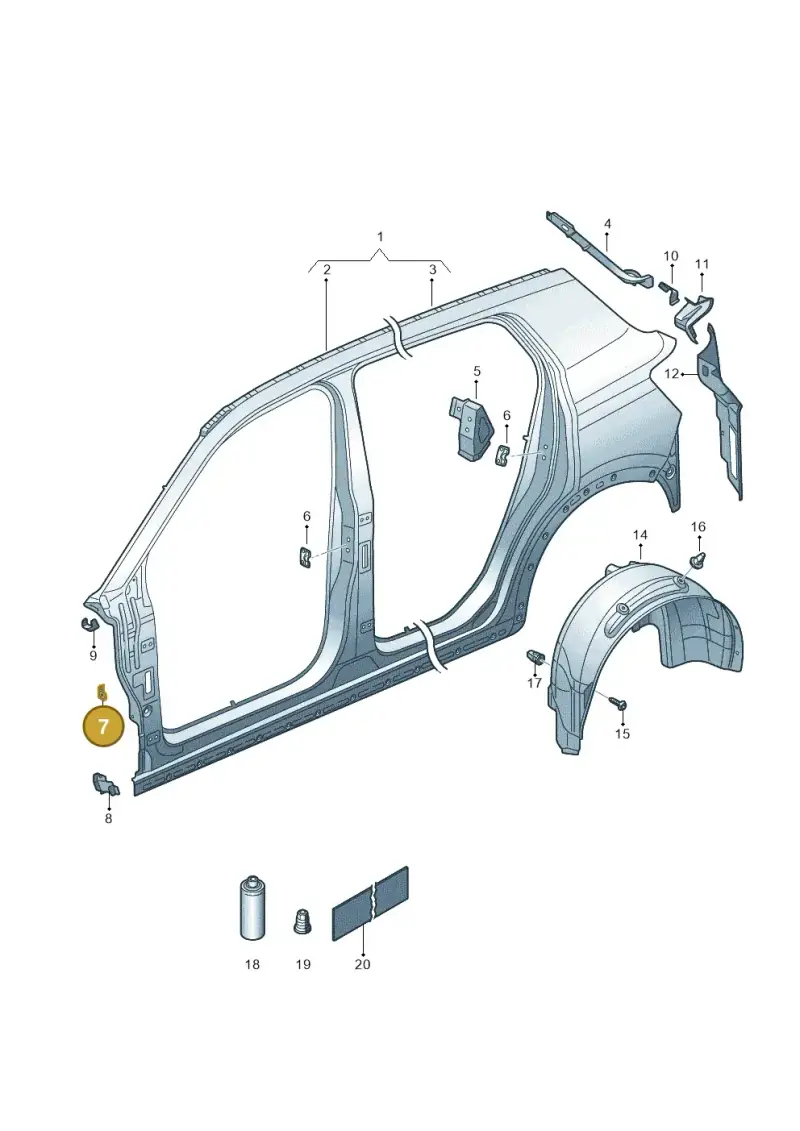1K5809693 — Volkswagen T-Cross 1,0 (2018-2024) diagram 587809070, position 7
