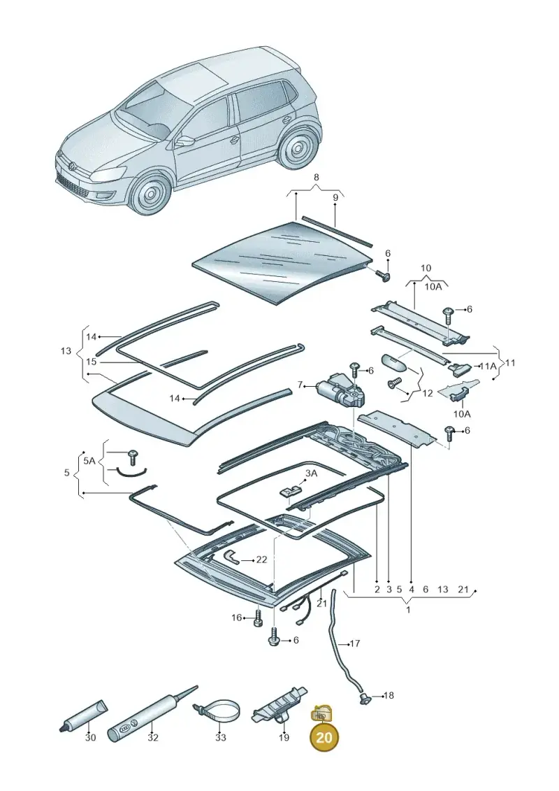 1K6877244 — Volkswagen Up! 1.0 BlueMotion (2016-2023) diagram 672877000, position 20