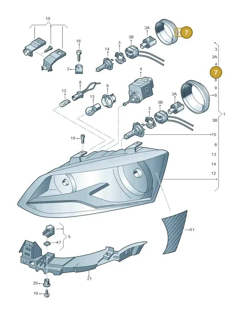 1K6941608A — Volkswagen Polo 1.4 BlueMotion (2014-2017) diagram 672941100, position 7