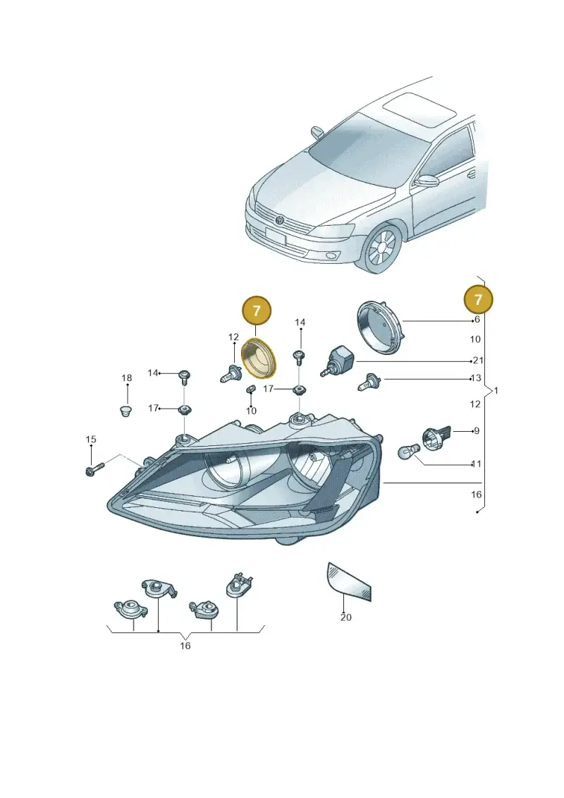 1K6941608A — Volkswagen Jetta 2.0 (2015-2015) diagram 692941000, position 7