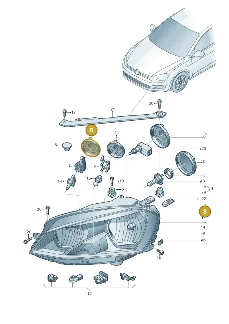 1K6941608A — Volkswagen Golf 1.4 BlueMotion (2014-2017) diagram 781941000, position 8