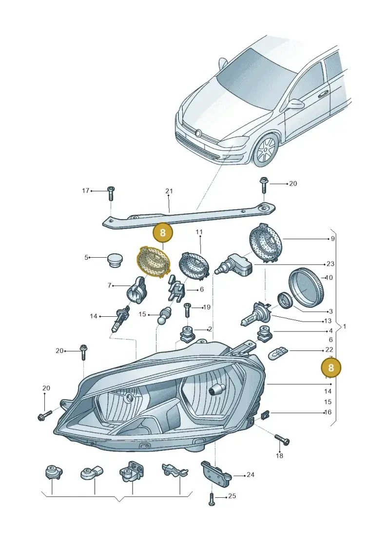 1K6941608A — Volkswagen Golf 1.6 (2015-2019) diagram 867941000, position 8