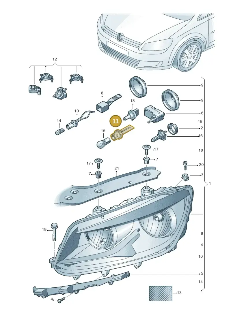1K6953123C — Volkswagen Caddy Maxi Kombi (2010-2015) diagram 694941000, position 11