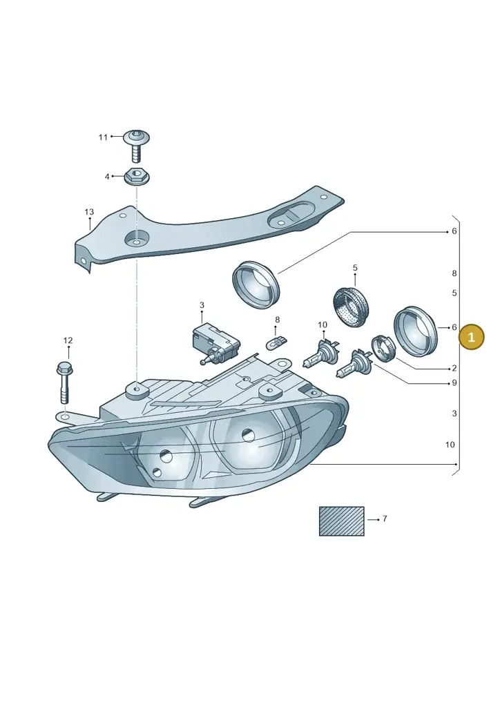 1K8941006R — Volkswagen Scirocco 2.0 (2014-2017) diagram 786941000, position 1