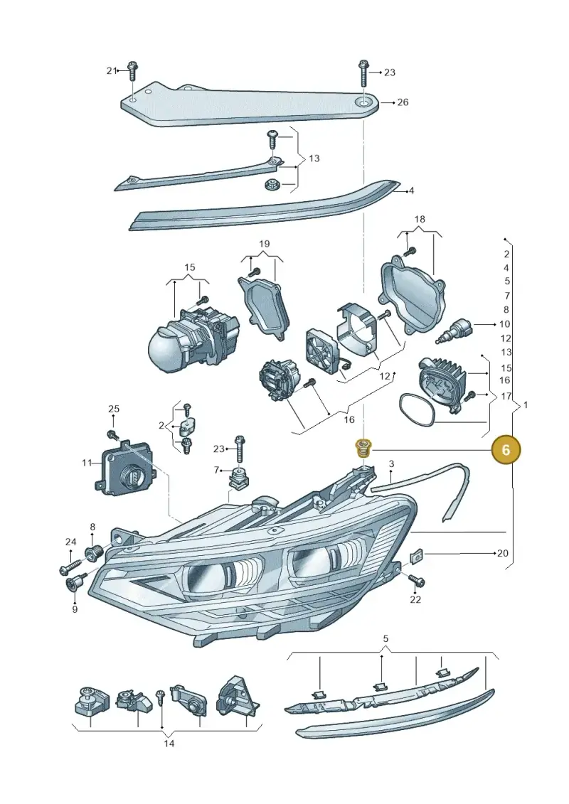 1K8941141 — Volkswagen Passat saloon (2014-2024) diagram 793941022, position 6