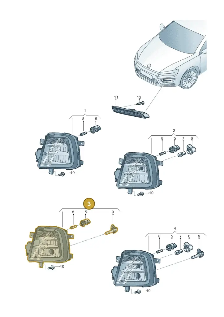 1K8941661H — Volkswagen Scirocco 2.0 (2014-2017) diagram 786941400, position 3
