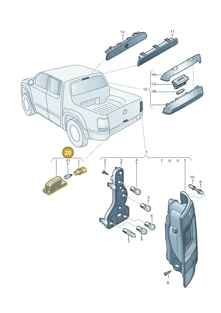 1K8943021 — Volkswagen Amarok twin cab (2022-) diagram 894945000, position 20