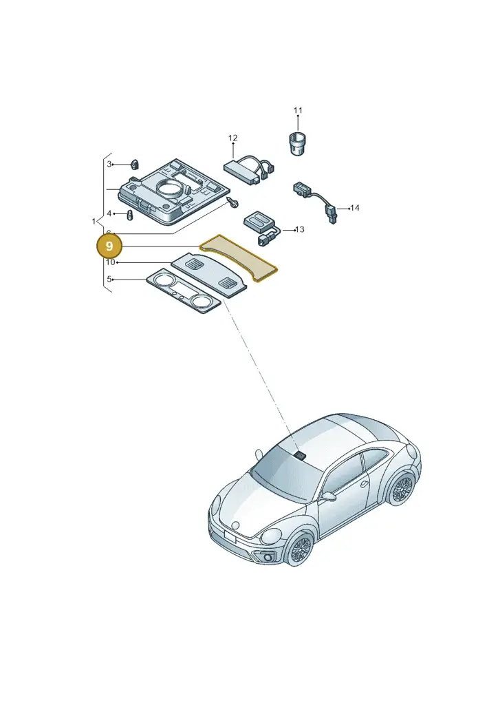 1K8947133PX7 — Volkswagen Beetle (2016-2019) diagram 801947050, position 9