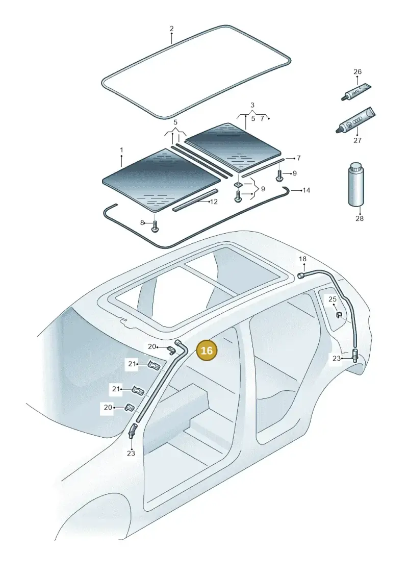 1K9877231 — Volkswagen Jetta variant (2009-2014) diagram 634877000, position 16