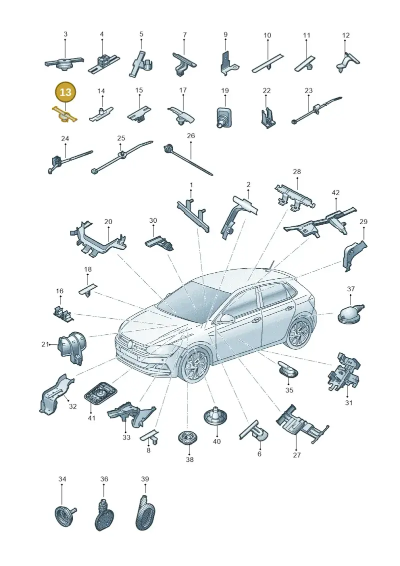 1M0971843 — Volkswagen Polo 1.0 BlueMotion (2017-2024) diagram 837971830, position 13