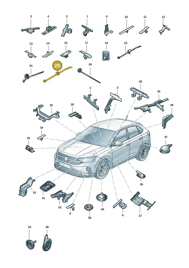 1P0971838 — Volkswagen Taigo (2021-2024) diagram 2f0971083, position 25