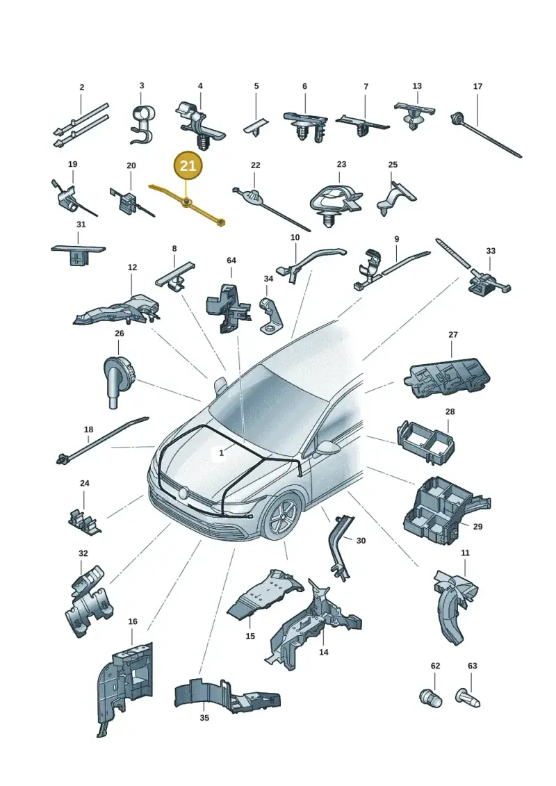 1P0971838 — Volkswagen Golf 2.0 BlueMotion (2019-2024) diagram 5h0971081, position 21