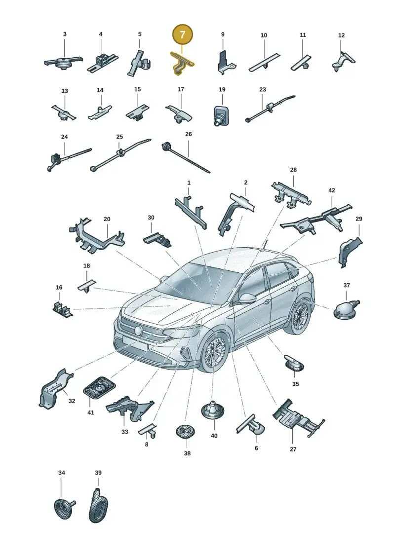 1P0971848C — Volkswagen Taigo (2021-2024) diagram 2f0971083, position 7