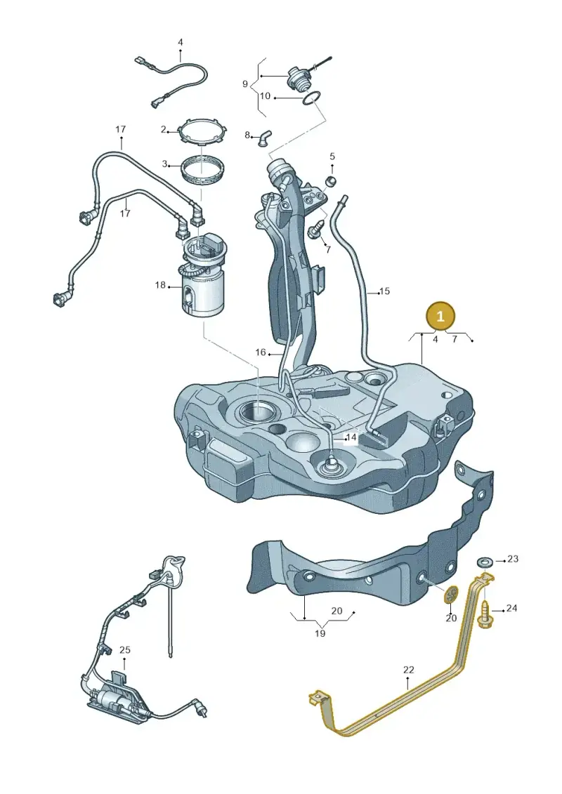 1Q0201060T — Volkswagen EOS 2.0 (2008-2010) diagram 482201050, position 1