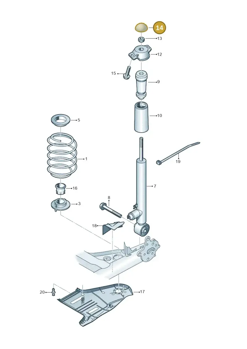 1Q0512135A — Volkswagen Golf 2.0 BlueMotion (2019-2024) diagram 746511000, position 14