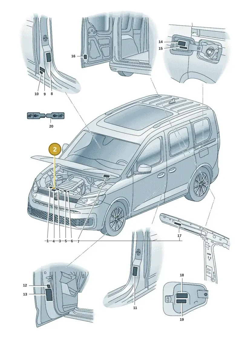 1S0010008E — Volkswagen Caddy Maxi Kombi (2020-2024) diagram 2ka010000, position 2