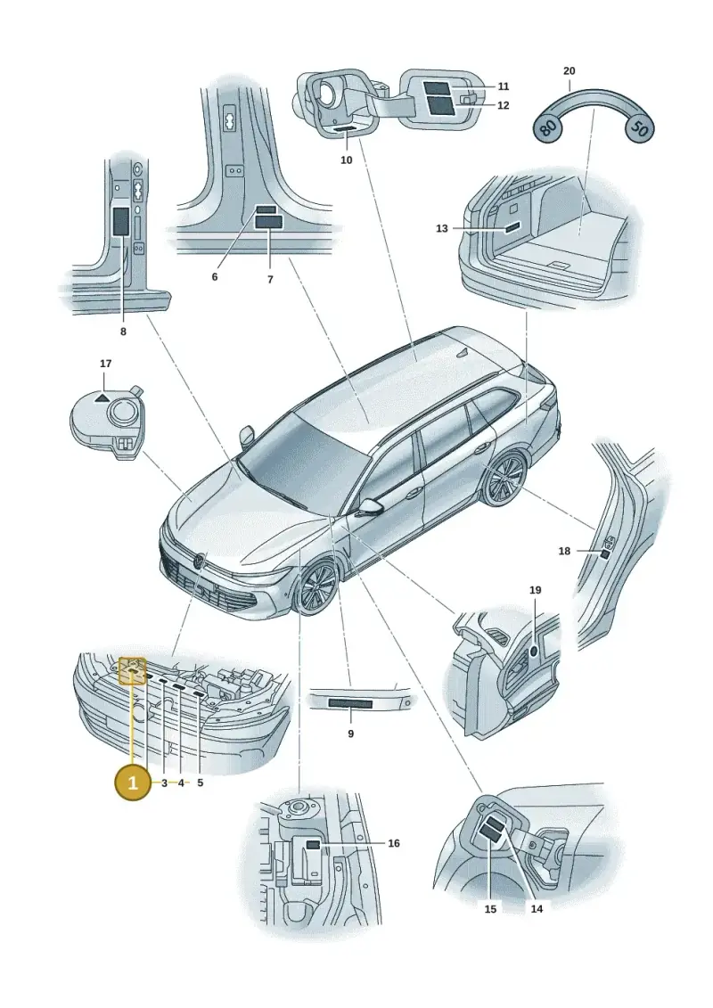 1S0010008E — Volkswagen Passat estate (2023-) diagram 3j0010000, position 1