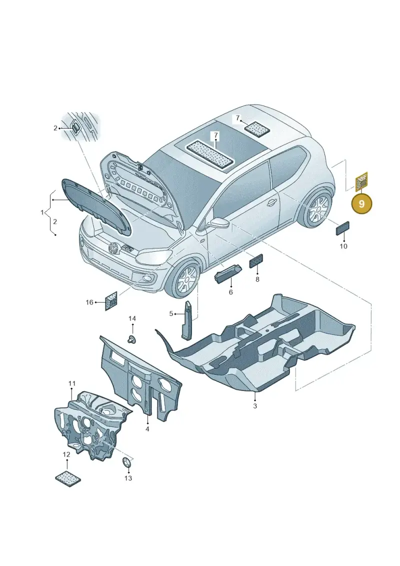 1S0864725A — Volkswagen Up! 1.0 BlueMotion (2016-2023) diagram 892863200, position 9