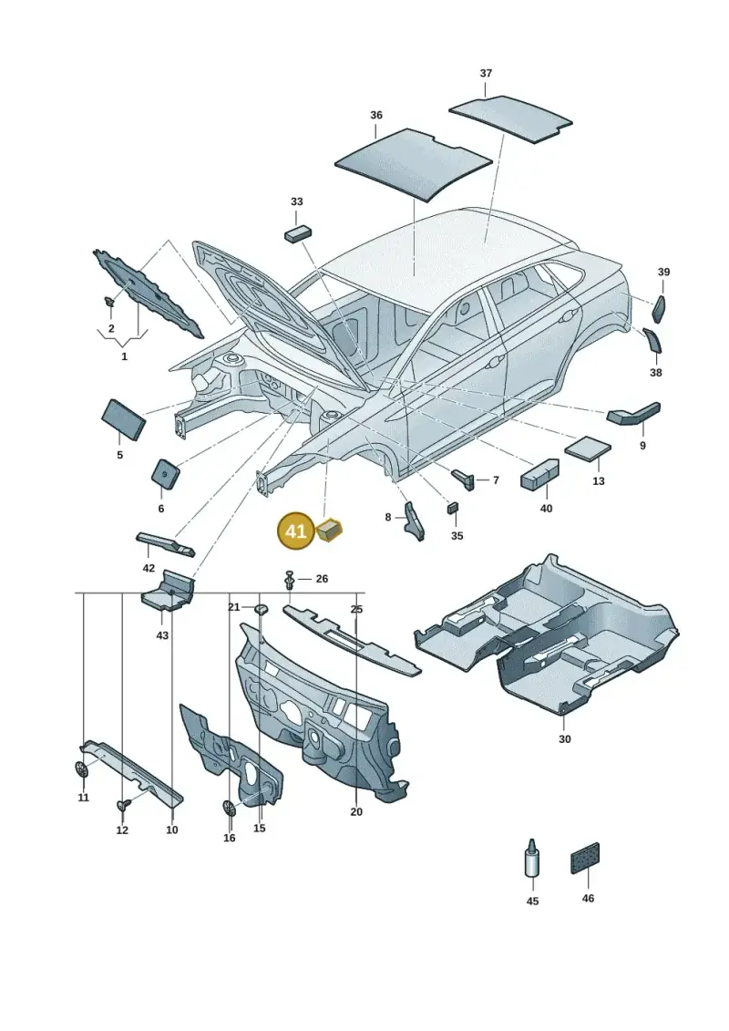 1S0864725A — Volkswagen Taigo (2021-2024) diagram 2f0863200, position 41