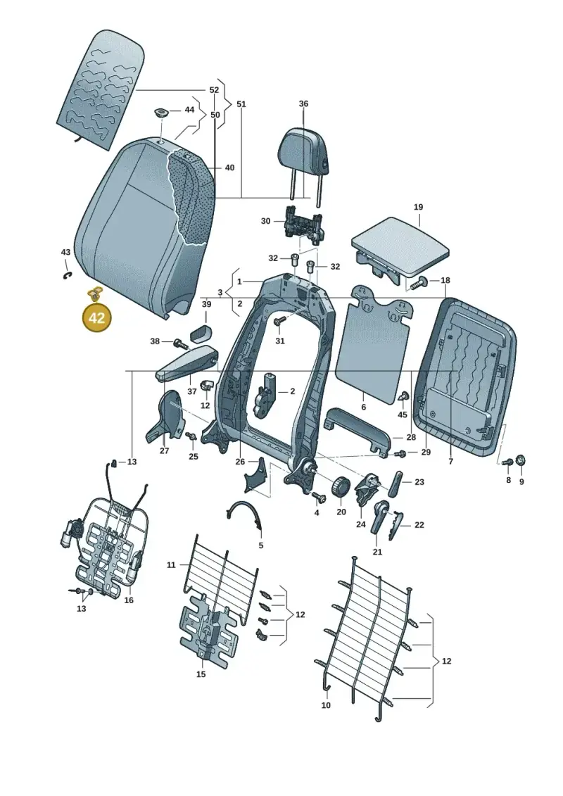 1S0881451 — Volkswagen Caddy Maxi Kombi (2020-2024) diagram 2ka881500, position 42