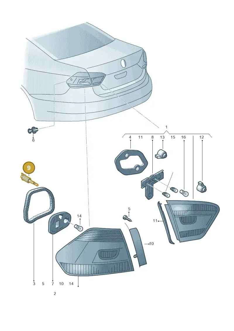 1S0945300A — Volkswagen Jetta 1.6 (2012-2019) diagram 691945000, position 9