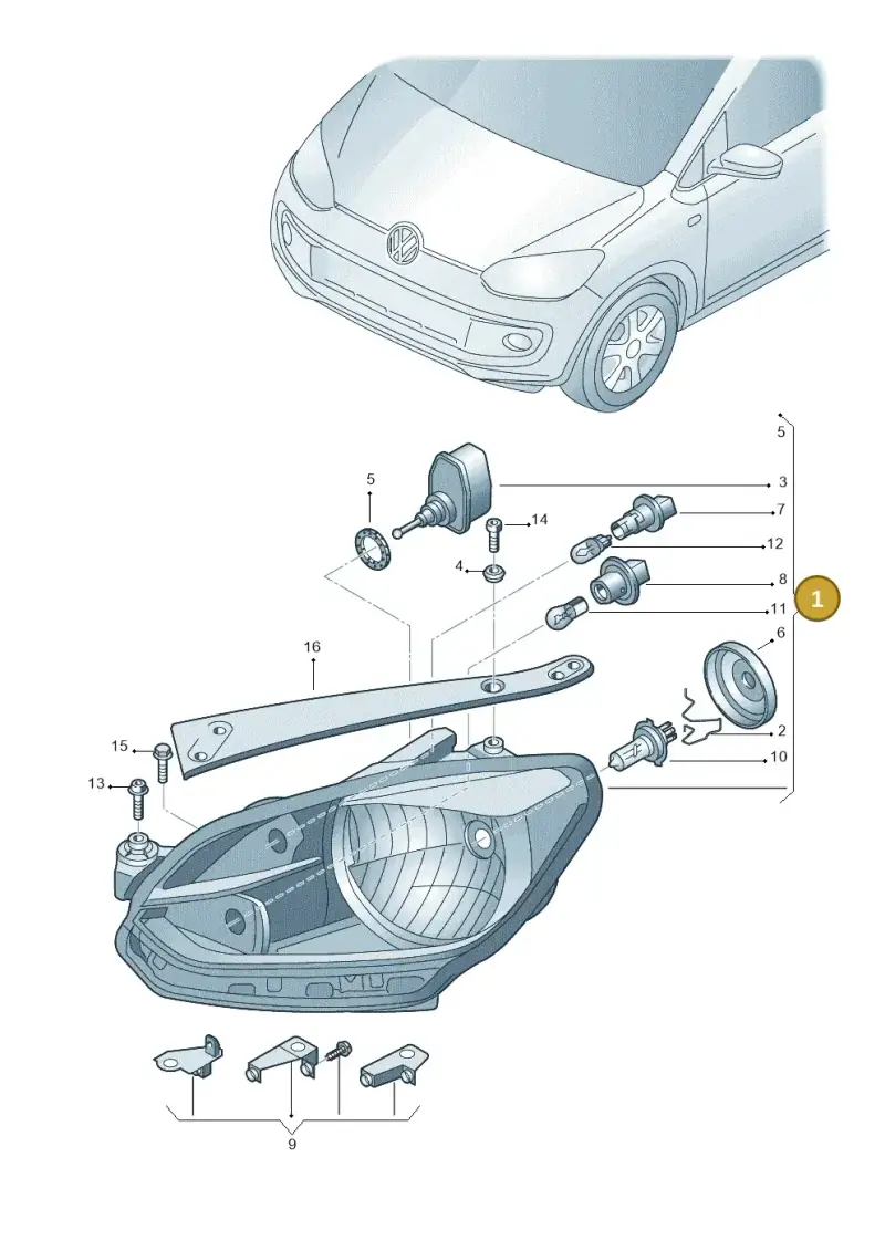 1S2941016M — Volkswagen Up! BlueMotion (2011-2016) diagram 723941000, position 1