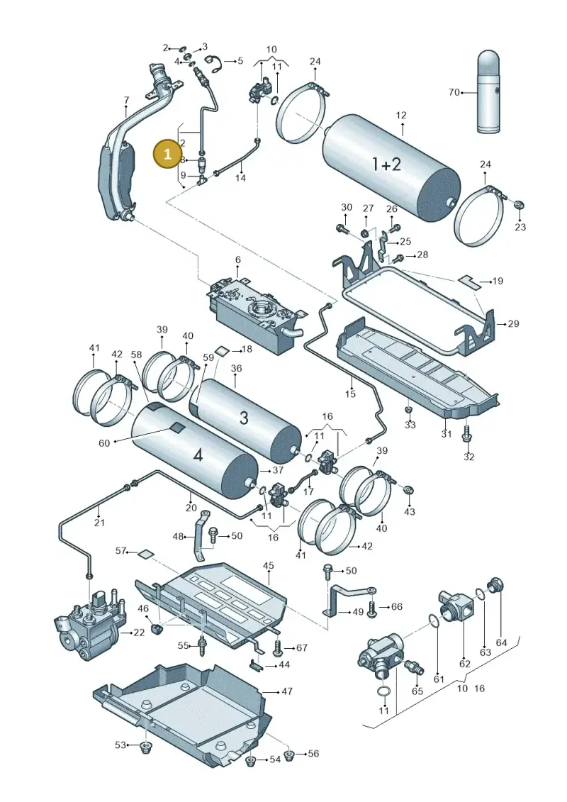 1T0201106D — Volkswagen Touran 1.9 (2008-2010) diagram 658201090, position 1