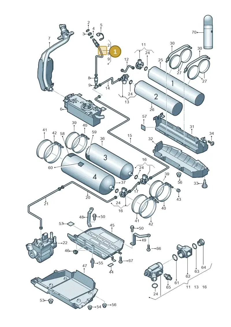 1T0201106D — Volkswagen Touran 2.0 (2010-2015) diagram 694201070, position 1