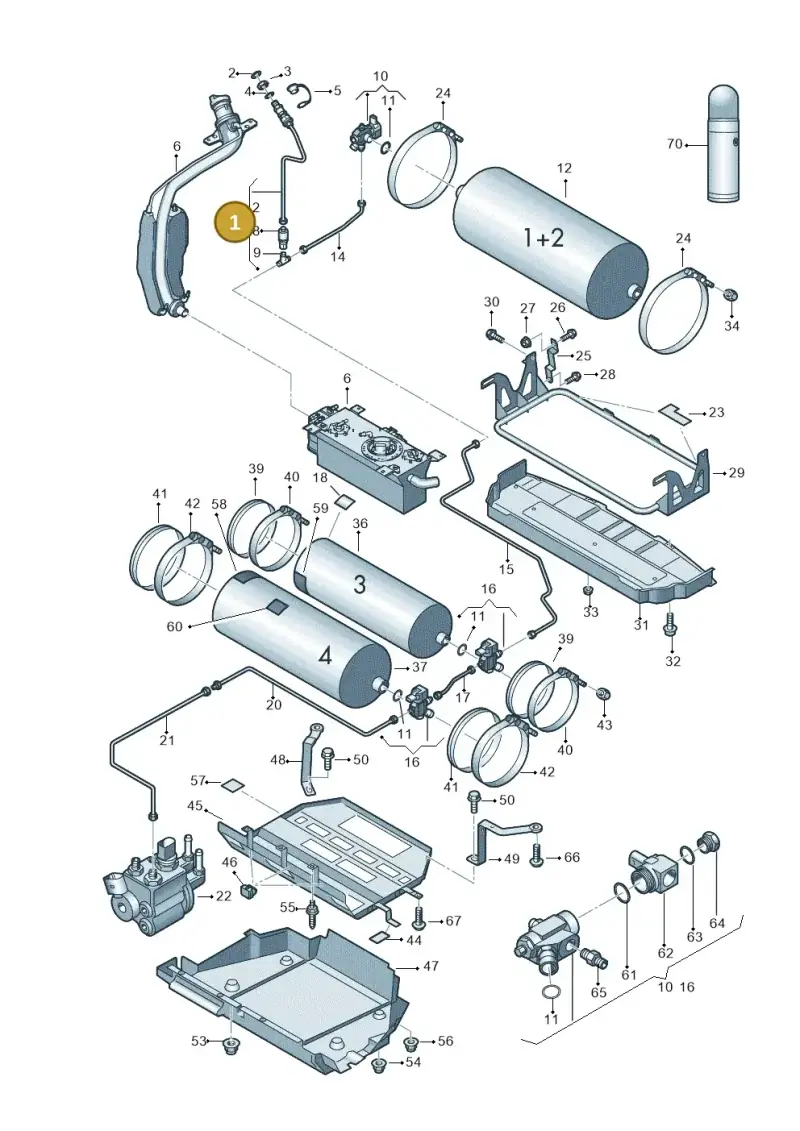 1T0201106D — Volkswagen Touran 2.0 (2010-2015) diagram 694201090, position 1