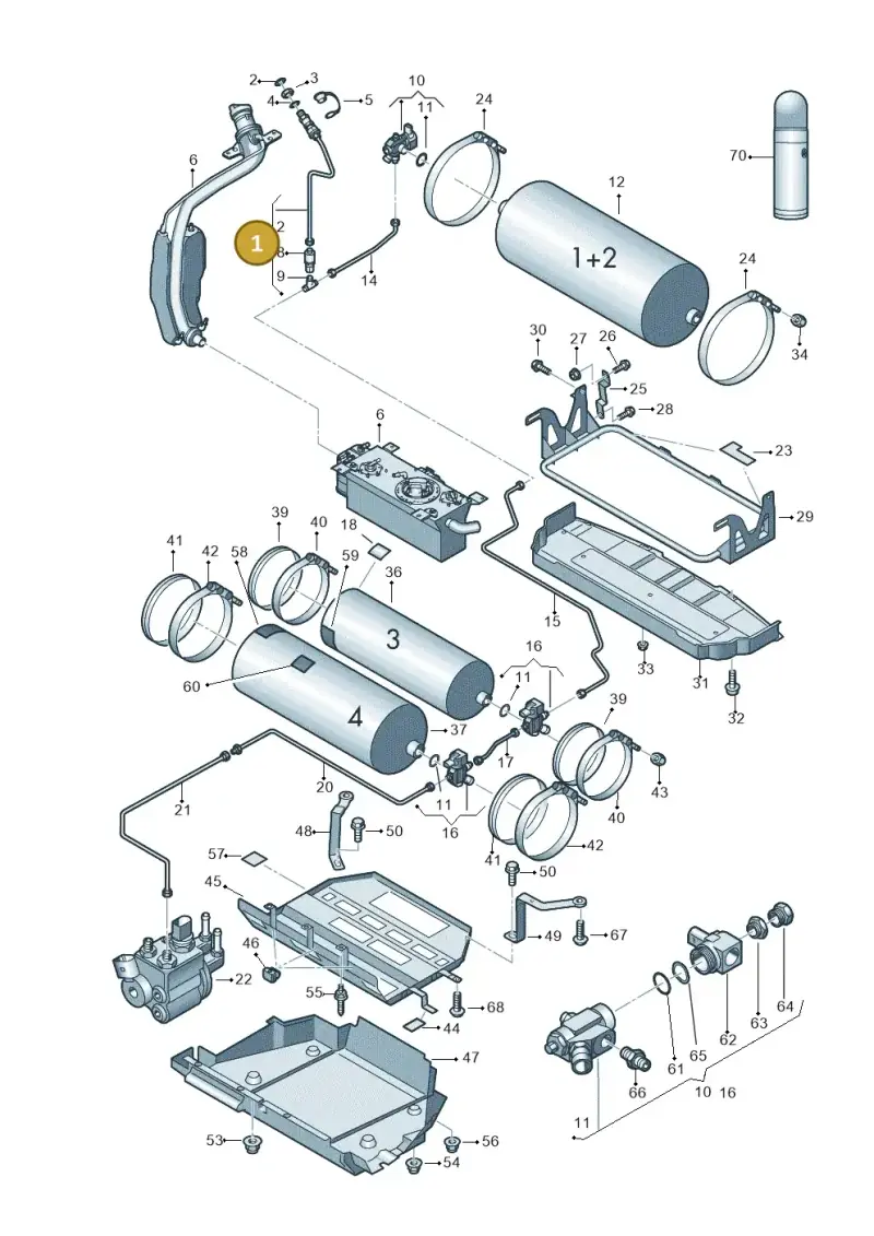 1T0201106D — Volkswagen Touran 2.0 (2010-2015) diagram 694201100, position 1