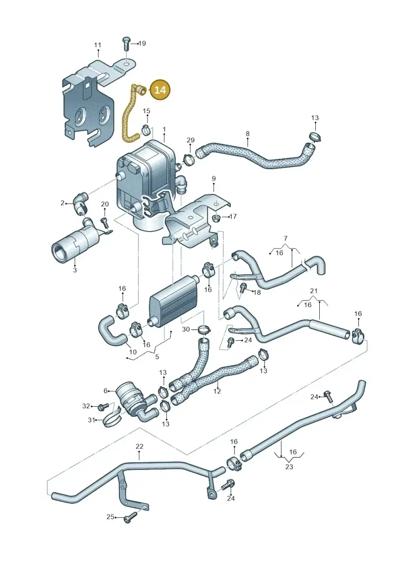 1T0201418C — Volkswagen Jetta (2014-2017) diagram 409819700, position 14