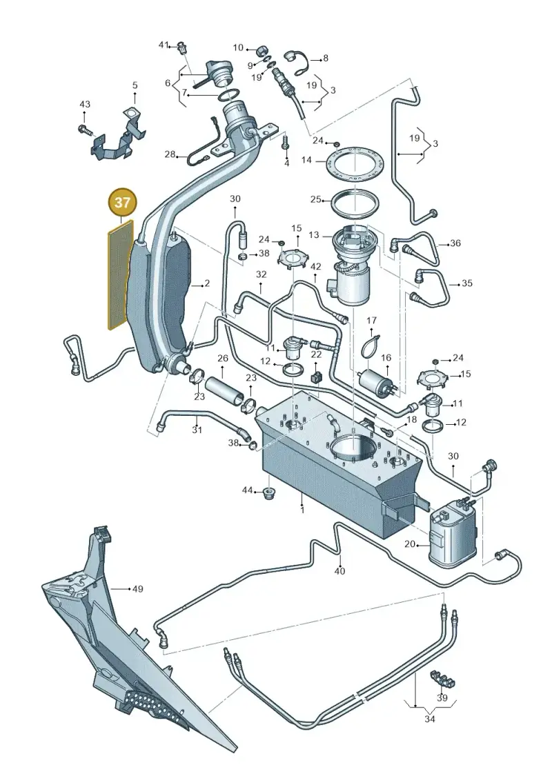 1T0201535 — Volkswagen Touran 2.0 (2010-2015) diagram 694201060, position 37